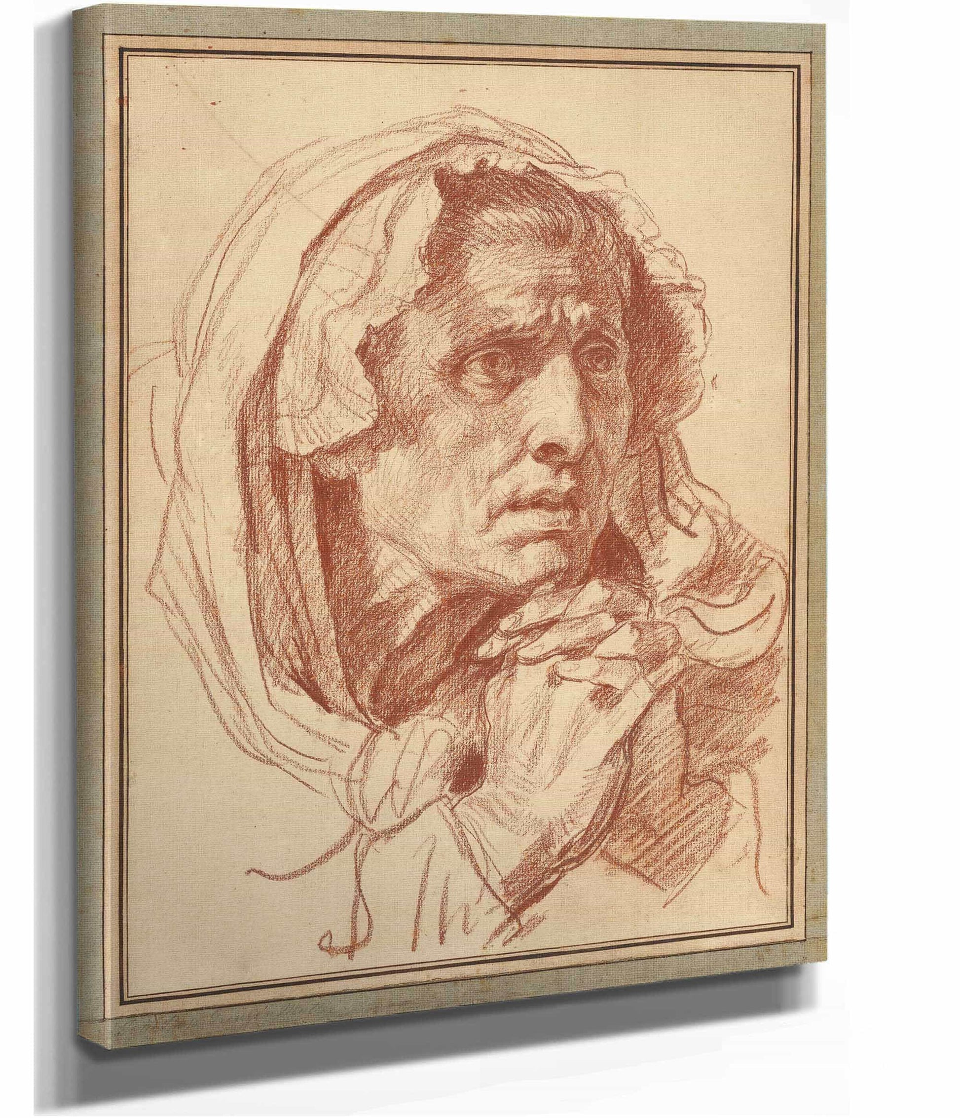 Study Of The Head Of An Old Woman   by Jean Baptiste Greuze