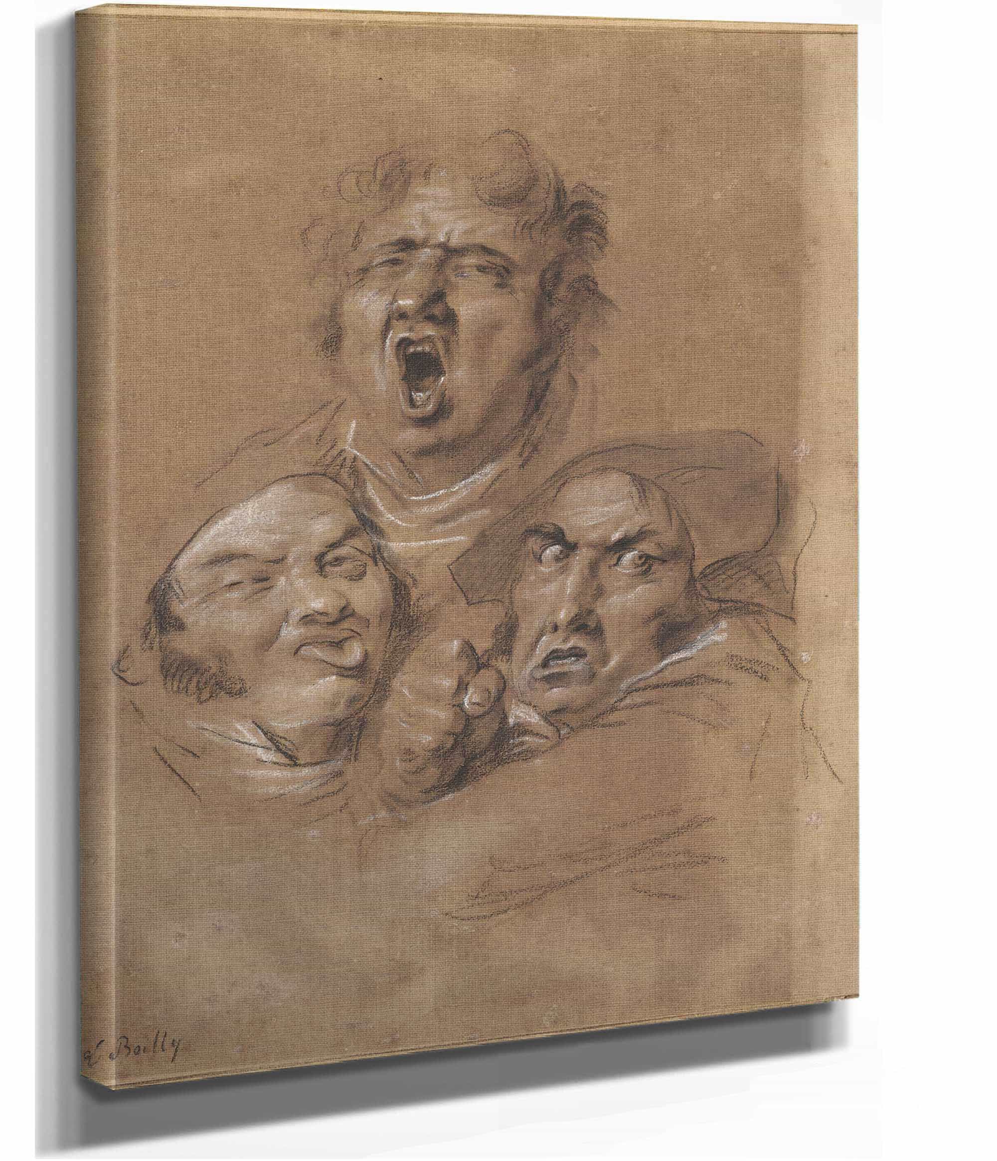 Study Of Three Heads by Louis Leopold Boilly