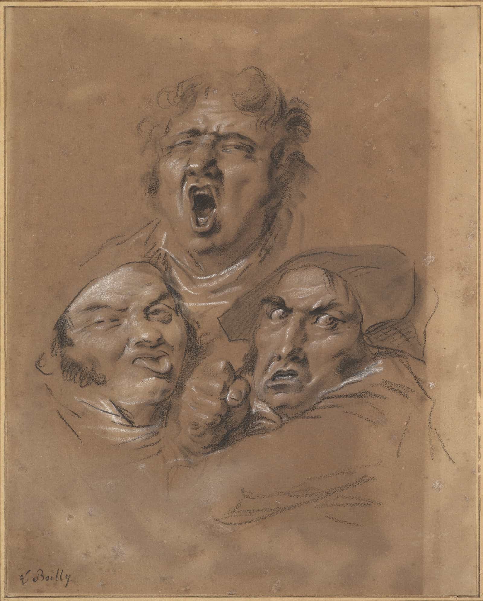 Study Of Three Heads by Louis Leopold Boilly