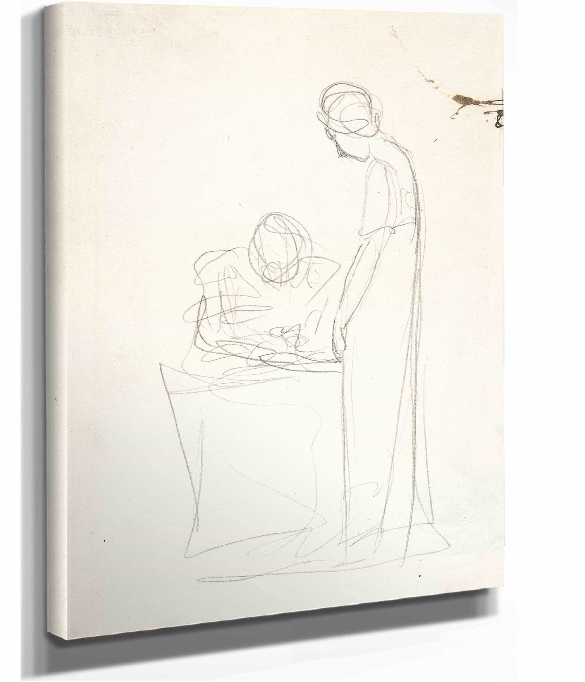 Study Of Two Figures One Seated The Other Standing by George Romney