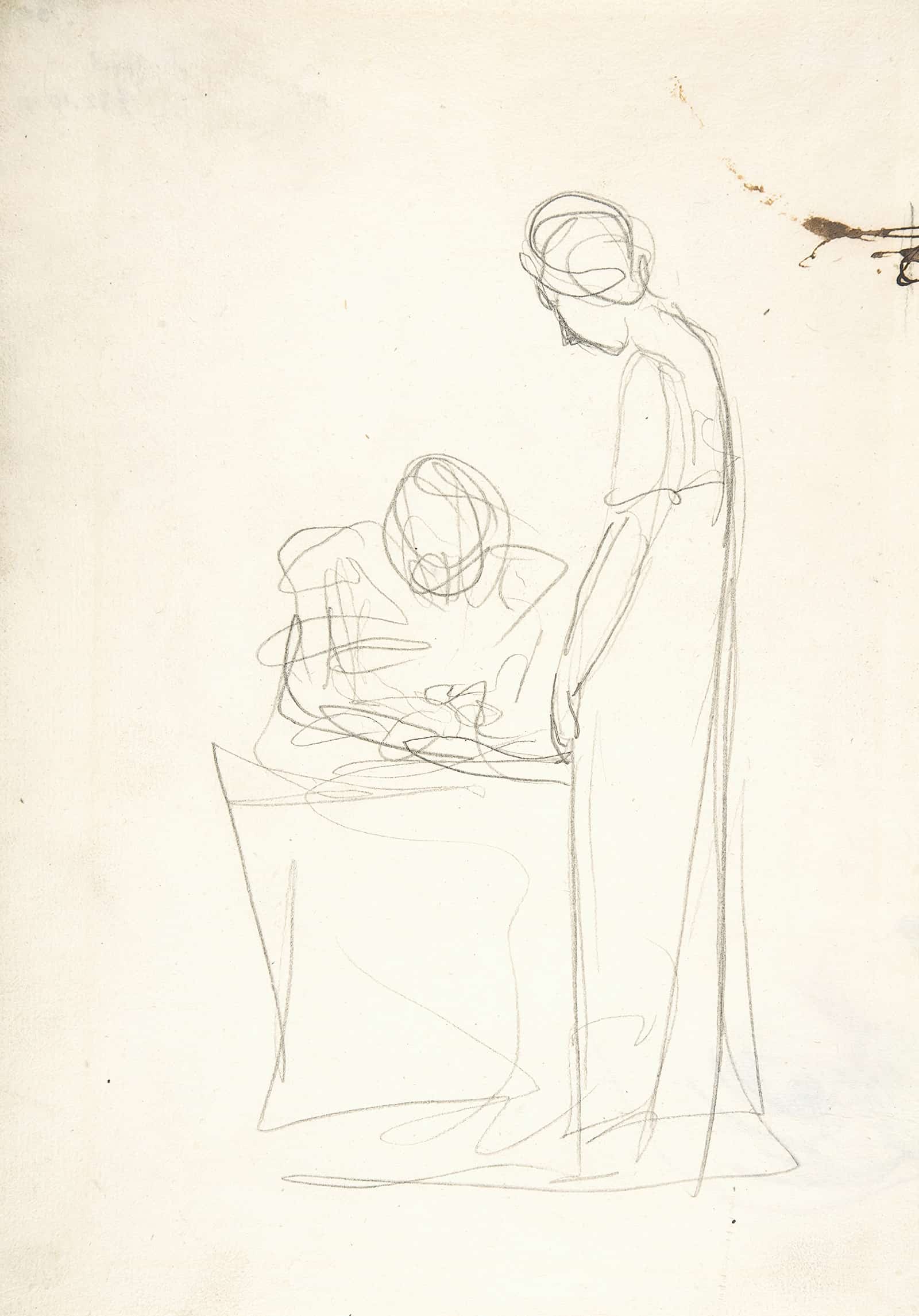 Study Of Two Figures One Seated The Other Standing by George Romney