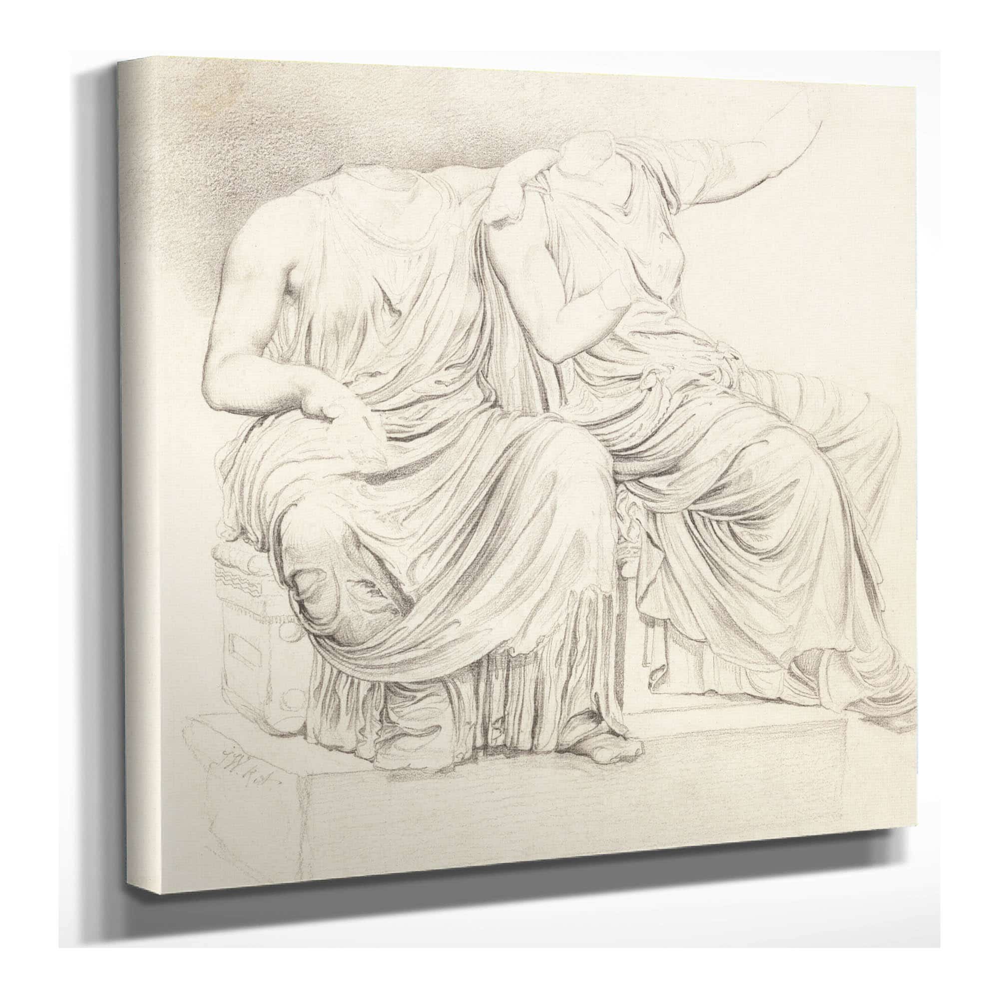 Study Of Two Headless Classical Statues by James Ward