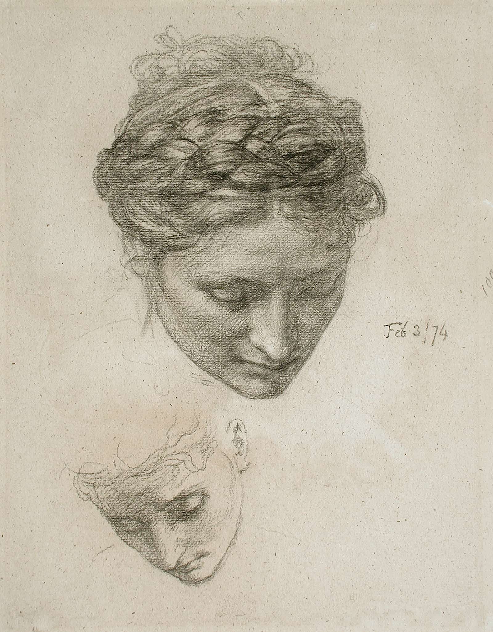 Study Of Two Heads by Edward John Poynter
