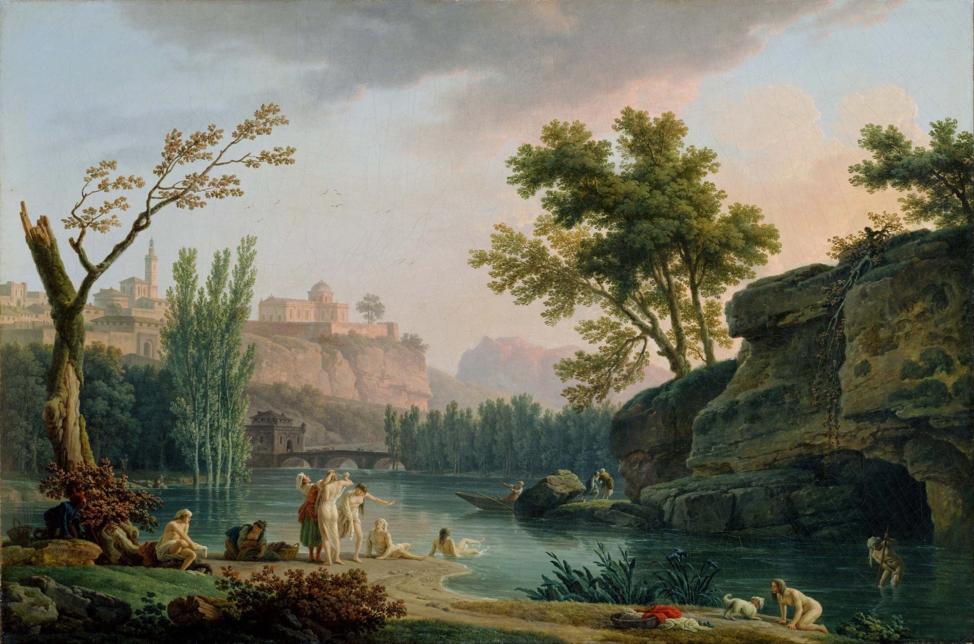 Summer Evening Landscape In Italy by Claude Joseph Vernet