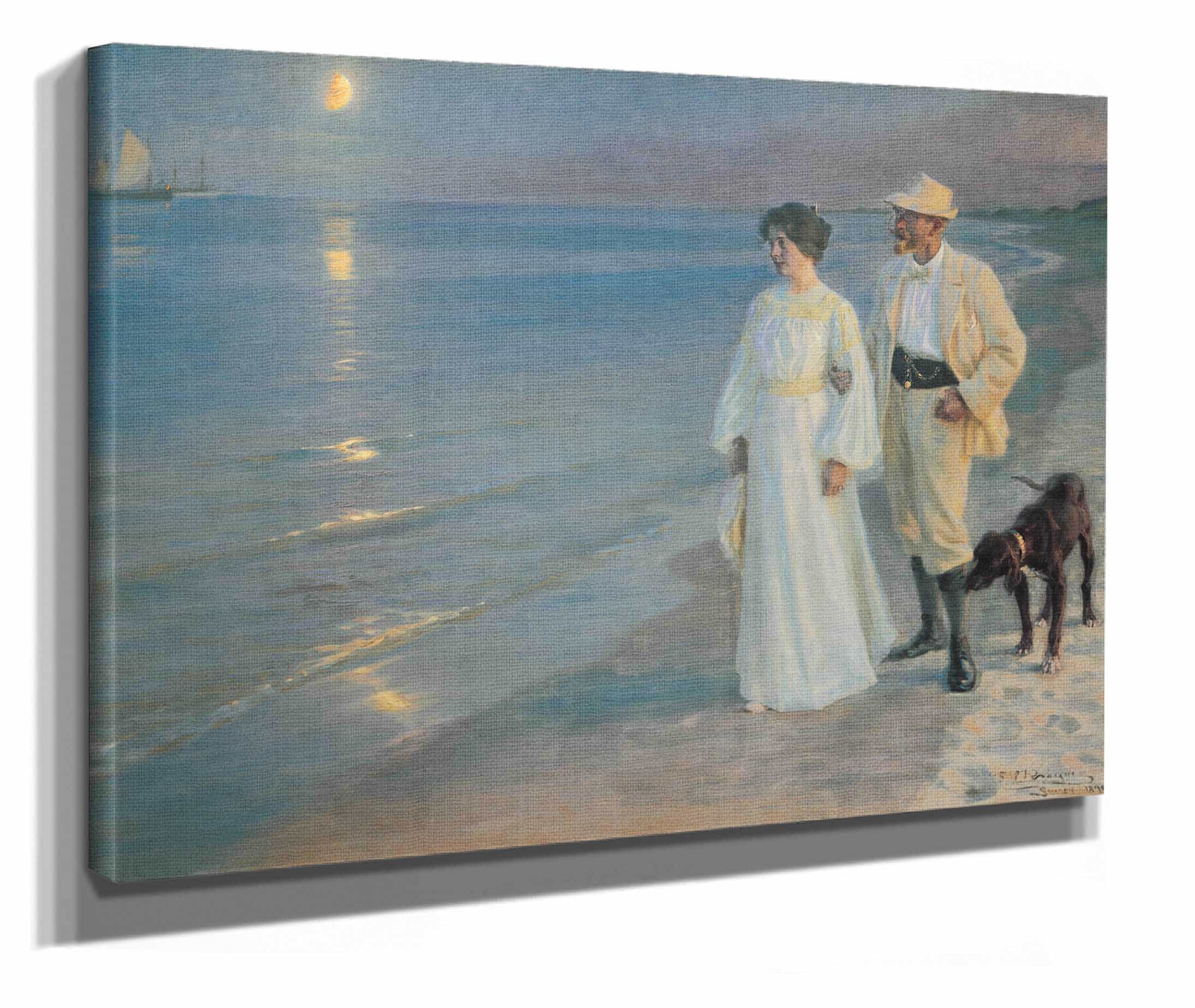 Summer Evening On The Beach At Skagen The Painter And His Wife by Peder Severin Kroyer