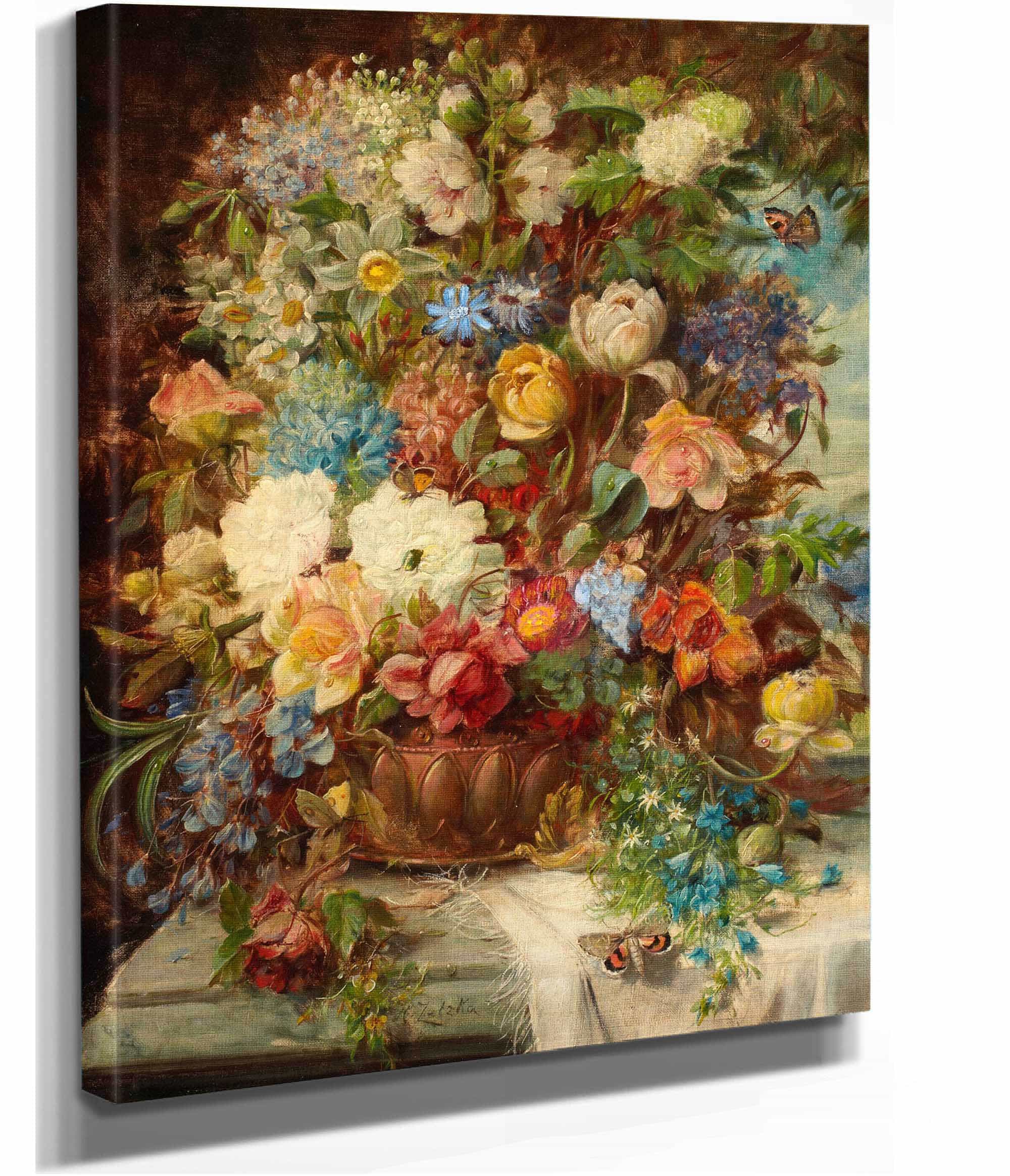 Summer Flowers On A Ledge by Hans Zatzka