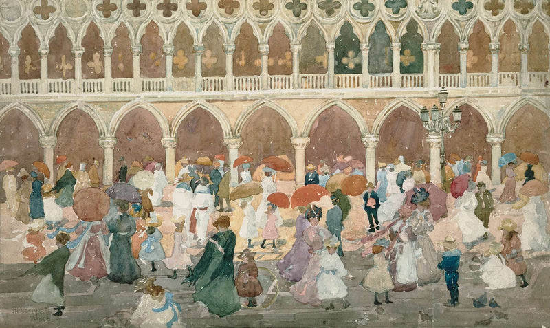 Sunlight On The Piazzetta Between And by Maurice Prendergast
