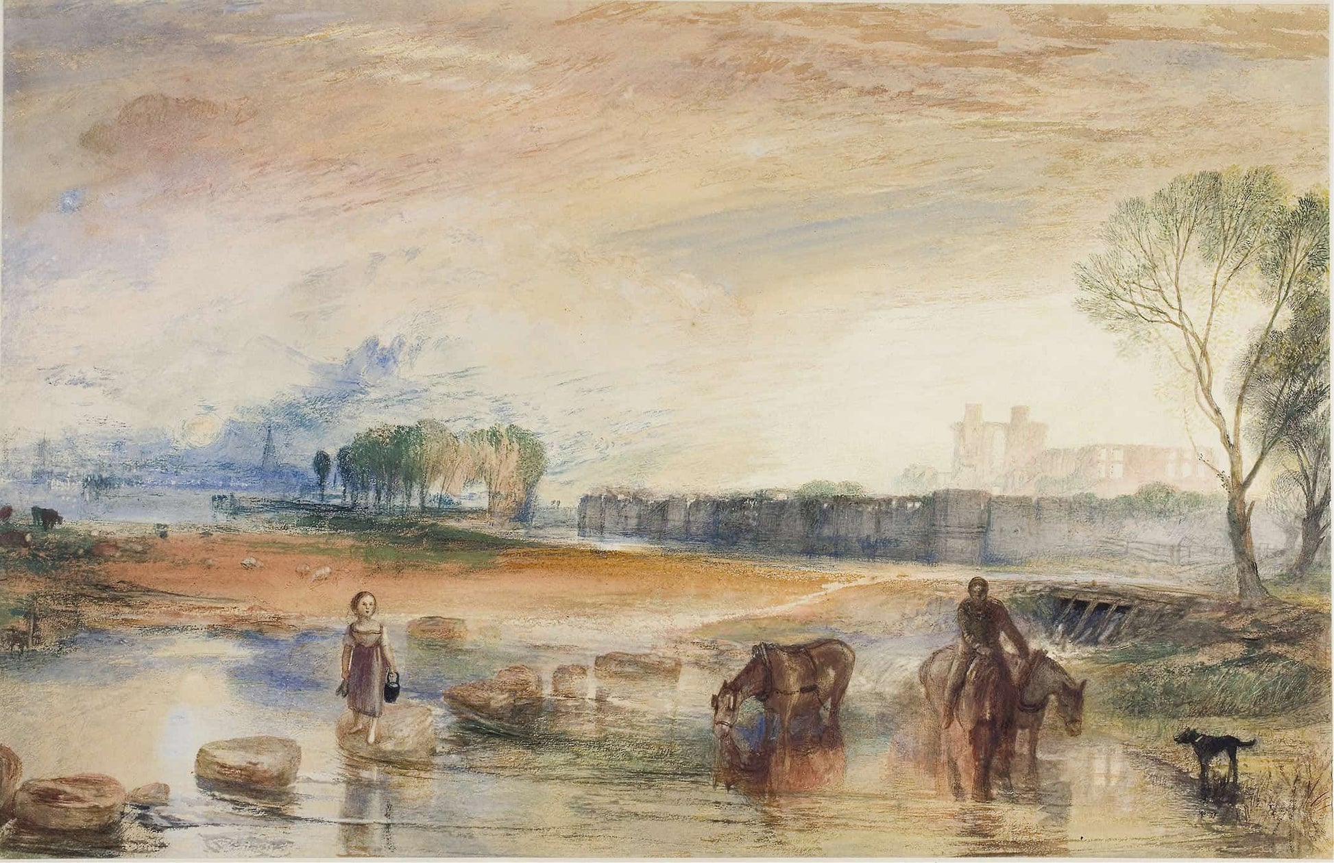 Sunset And Moonrise   by Joseph Mallord William Turner