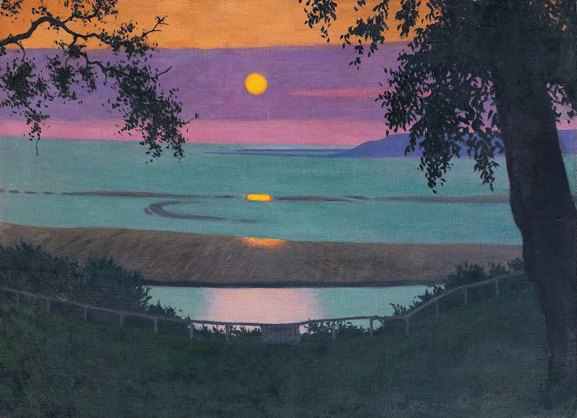 Sunset At Grace Orange And Violet Sky by Felix Vallotton