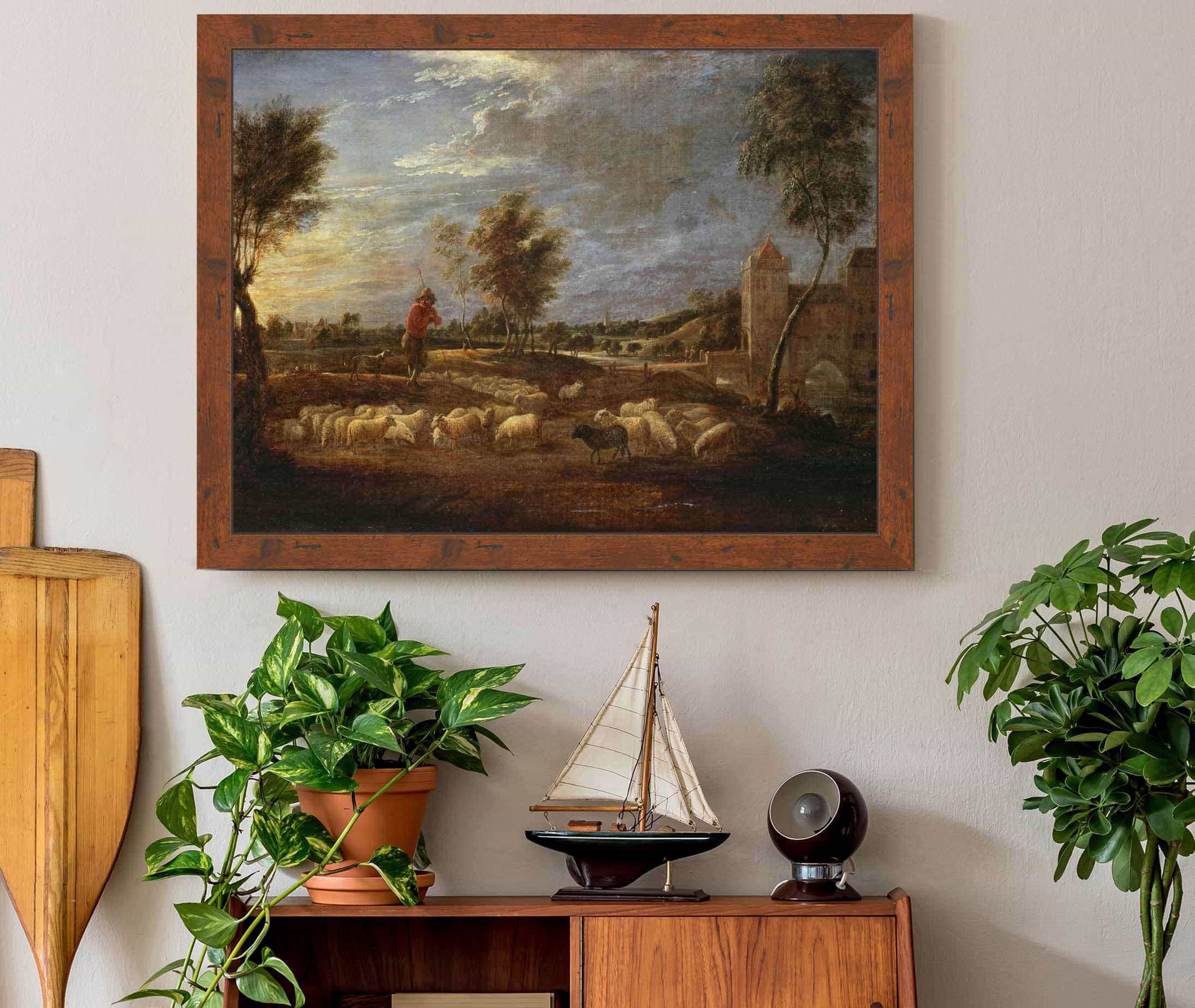 Sunset Landscape With A Shepherd And His Flock by David Teniers The Younger