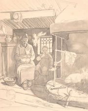 Svensk Bondestue Med Gammel Kone Og Barn by Wilhelm Marstrand