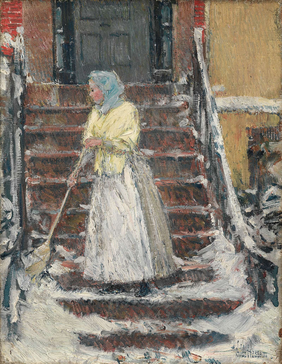 Sweeping Snow S by Childe Hassam