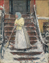Sweeping Snow S by Childe Hassam