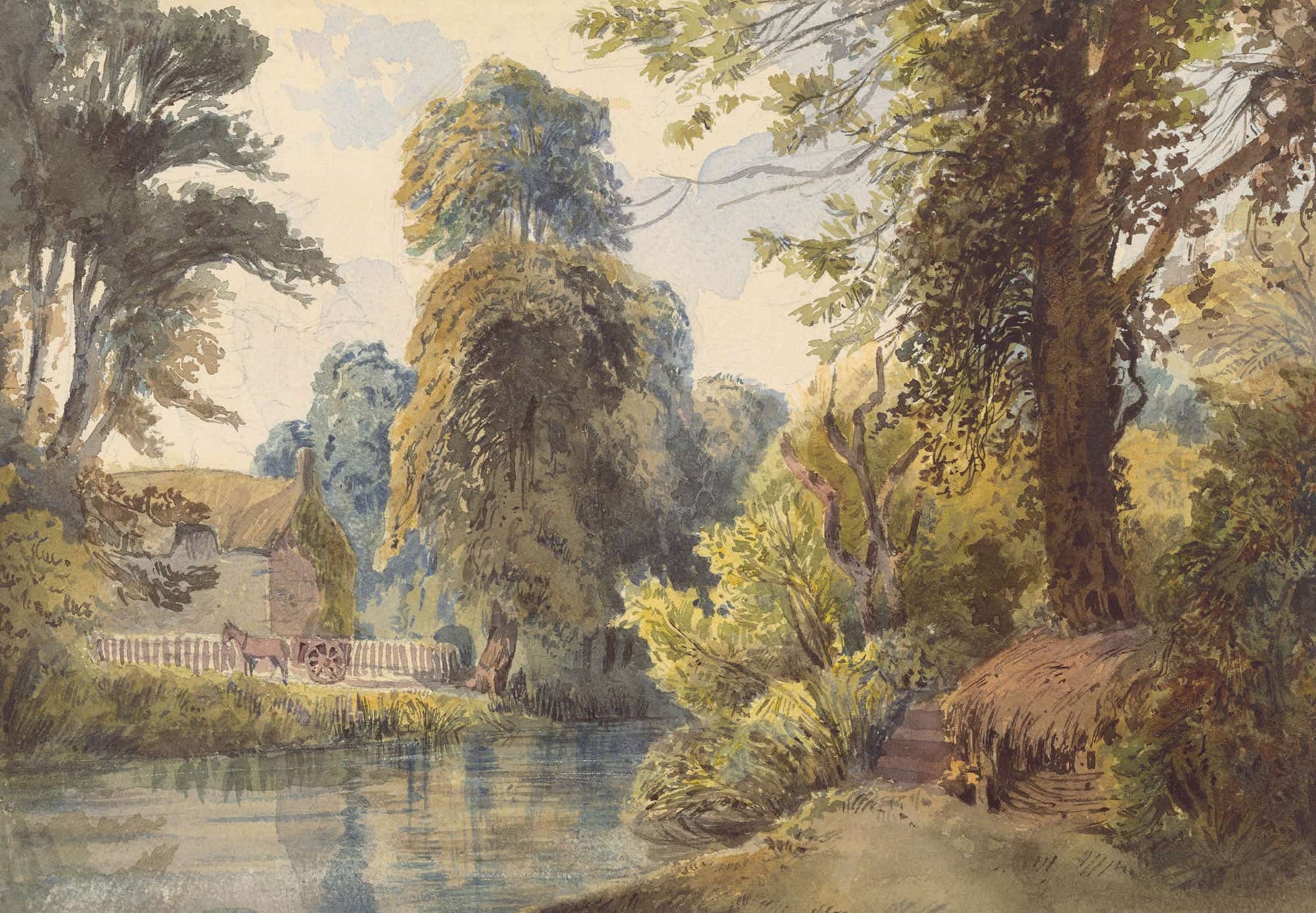 Swiss Park With A Pond And A Sled by Ladislav Mednyanszky