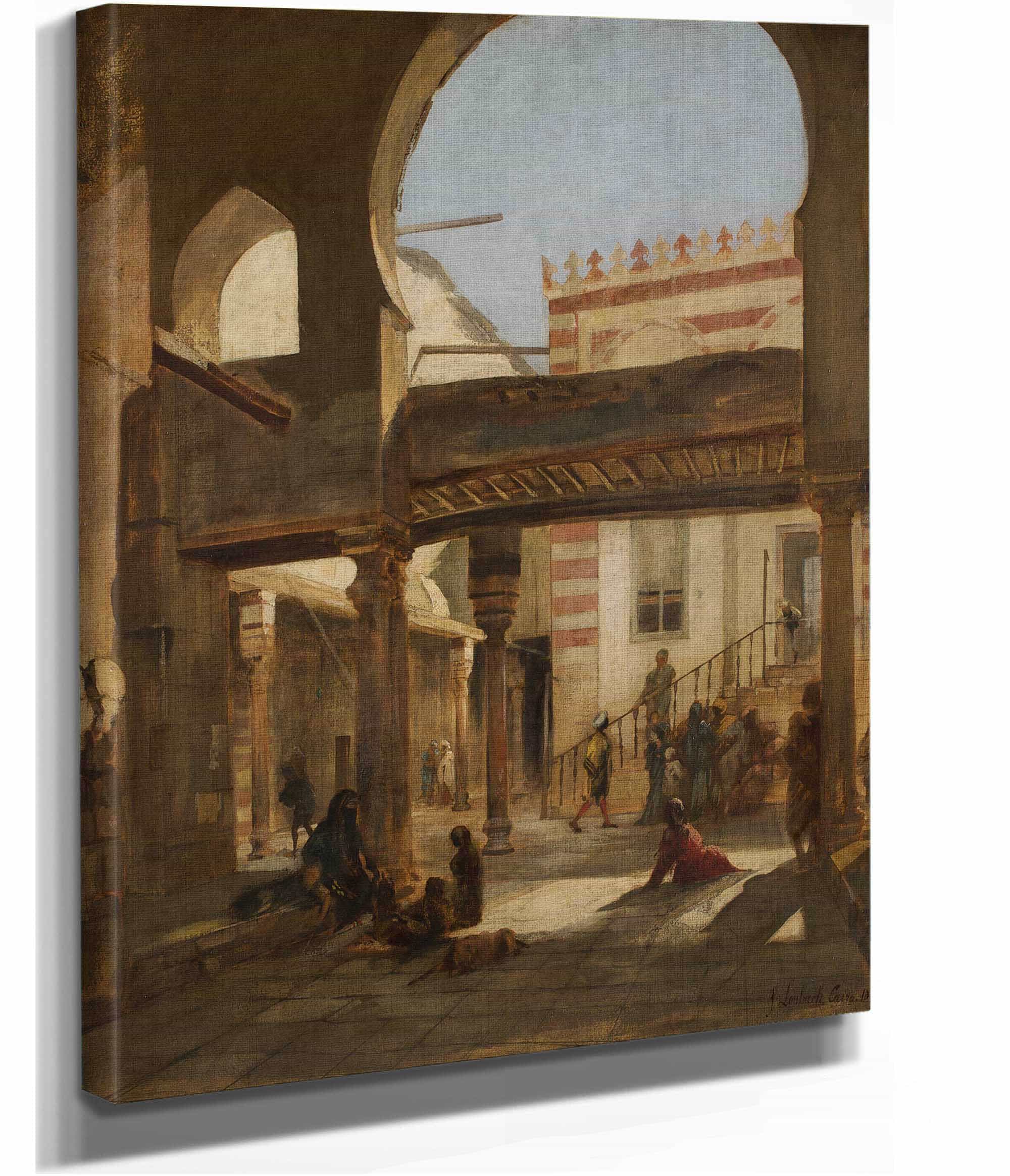 Szene Im Kalaun Moscheen Komplex Kairo by Franz Von Lenbach