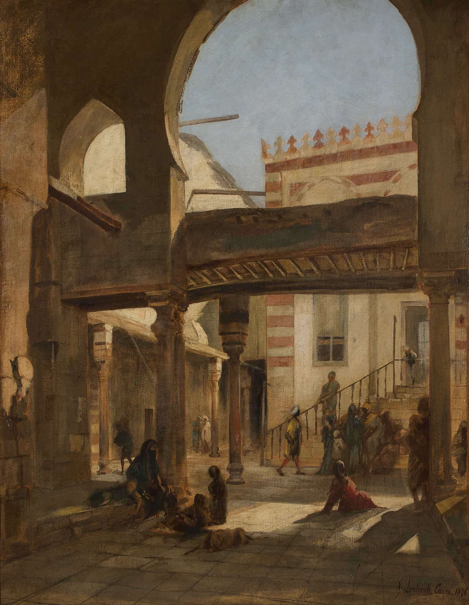 Szene Im Kalaun Moscheen Komplex Kairo by Franz Von Lenbach