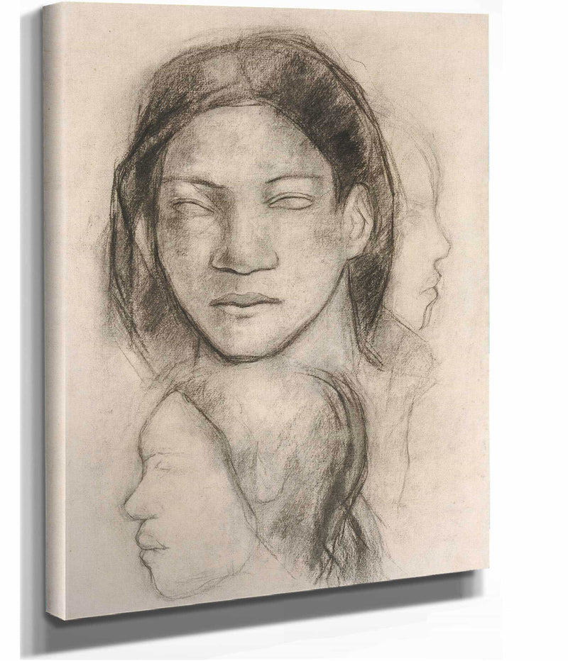 Tahitian Faces Frontal View And Profiles by Paul Gauguin