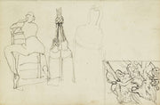 Tassels Seated Figure From Behind Chair Thumbnail Study Of Charging Chasseur  by Theodore Gericault