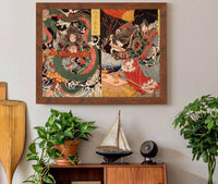 Tawaraya Toda And A Dragon Ono No Komachi Praying For Rain by Tsukioka Yoshitoshi