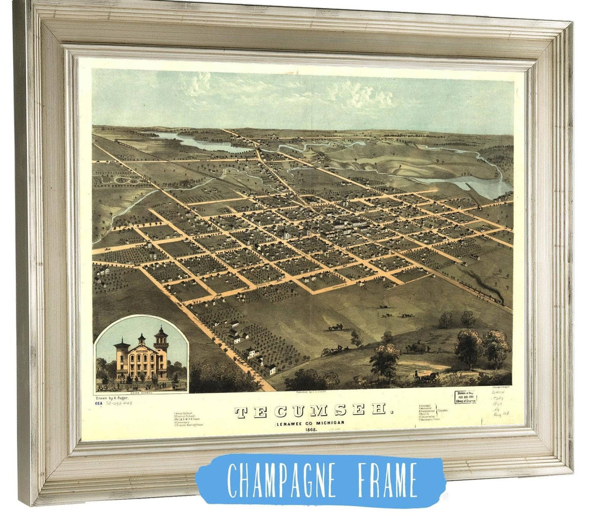 Tecumseh Lenawee Co Michigan 1868 State of Michigan