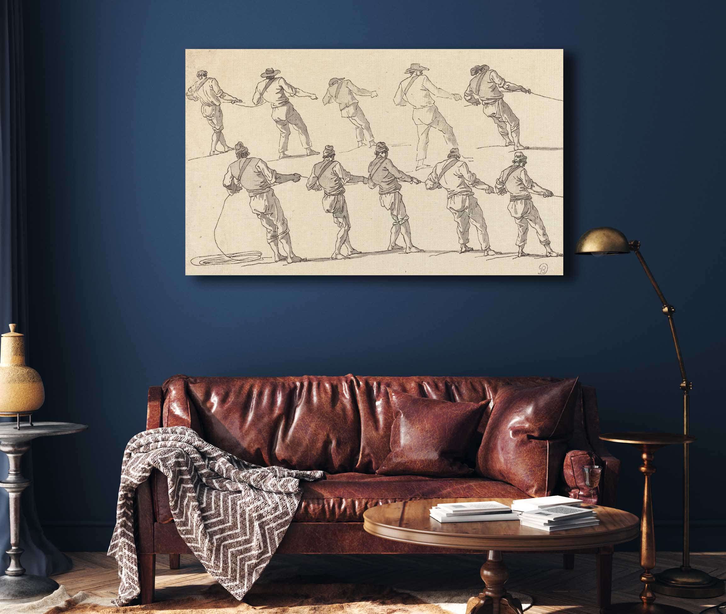 Ten Men Pulling On Ropes by Claude Joseph Vernet