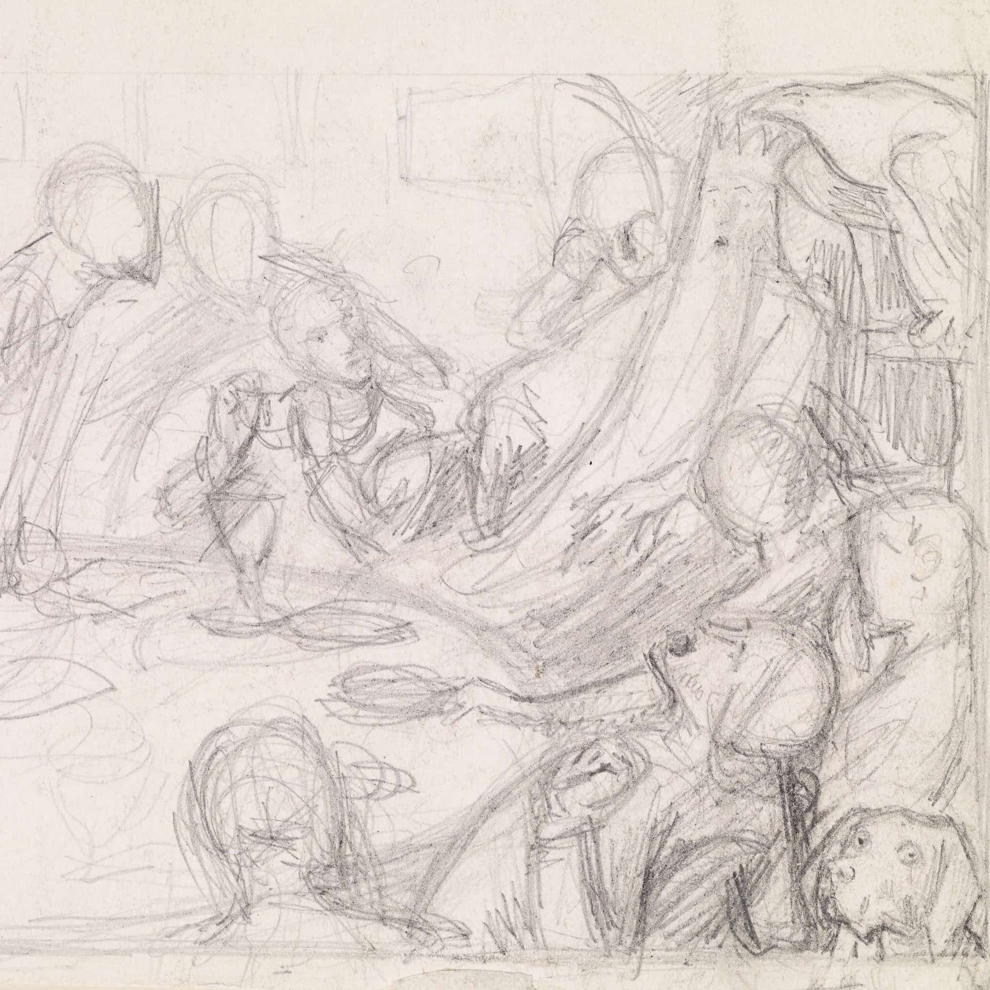 Tennysons The Day Dream Sketch Of The King And Courtiers Awakening The Revival by Sir John Everett Millais