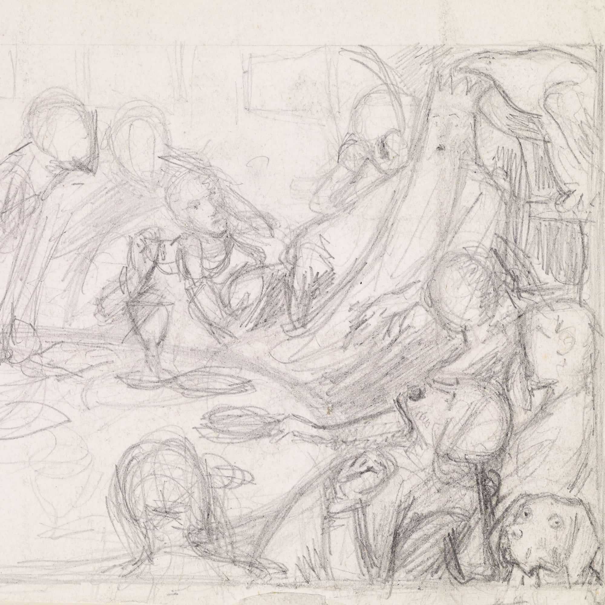Tennysons The Day Dream Sketch Of The King And Courtiers Awakening The Revival by Sir John Everett Millais