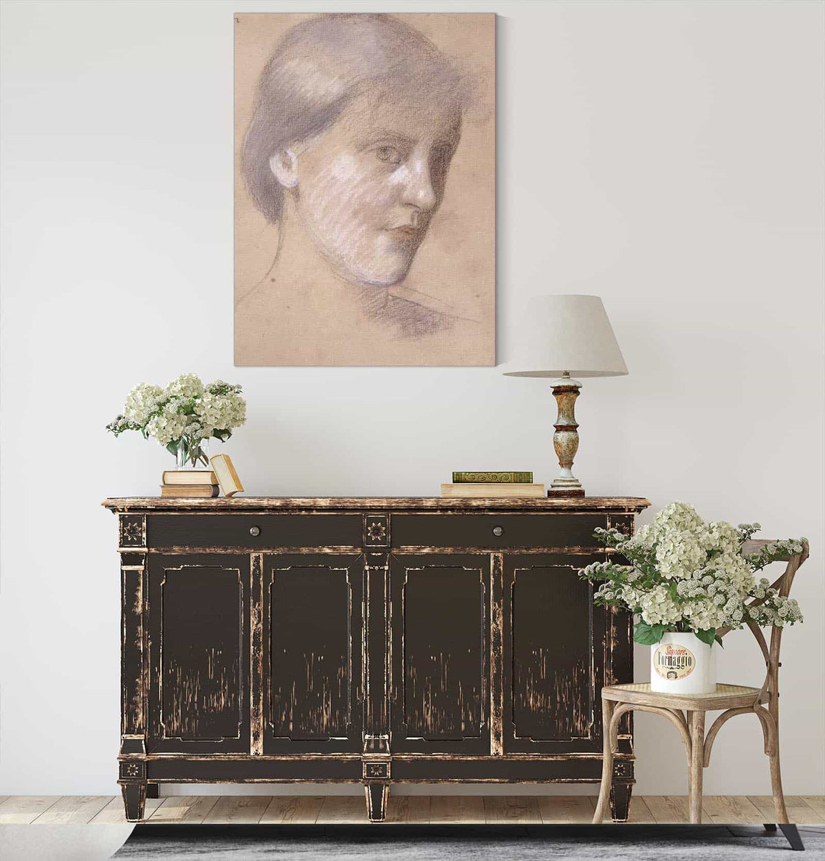 Tete De Femme De Trois Quart A Droite by Pierre Puvis De Chavannes