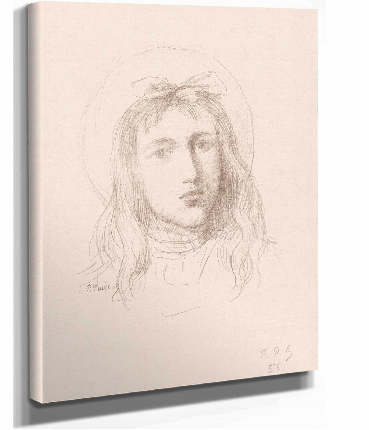 Tete De Jeune Fille  by Pierre Puvis De Chavannes