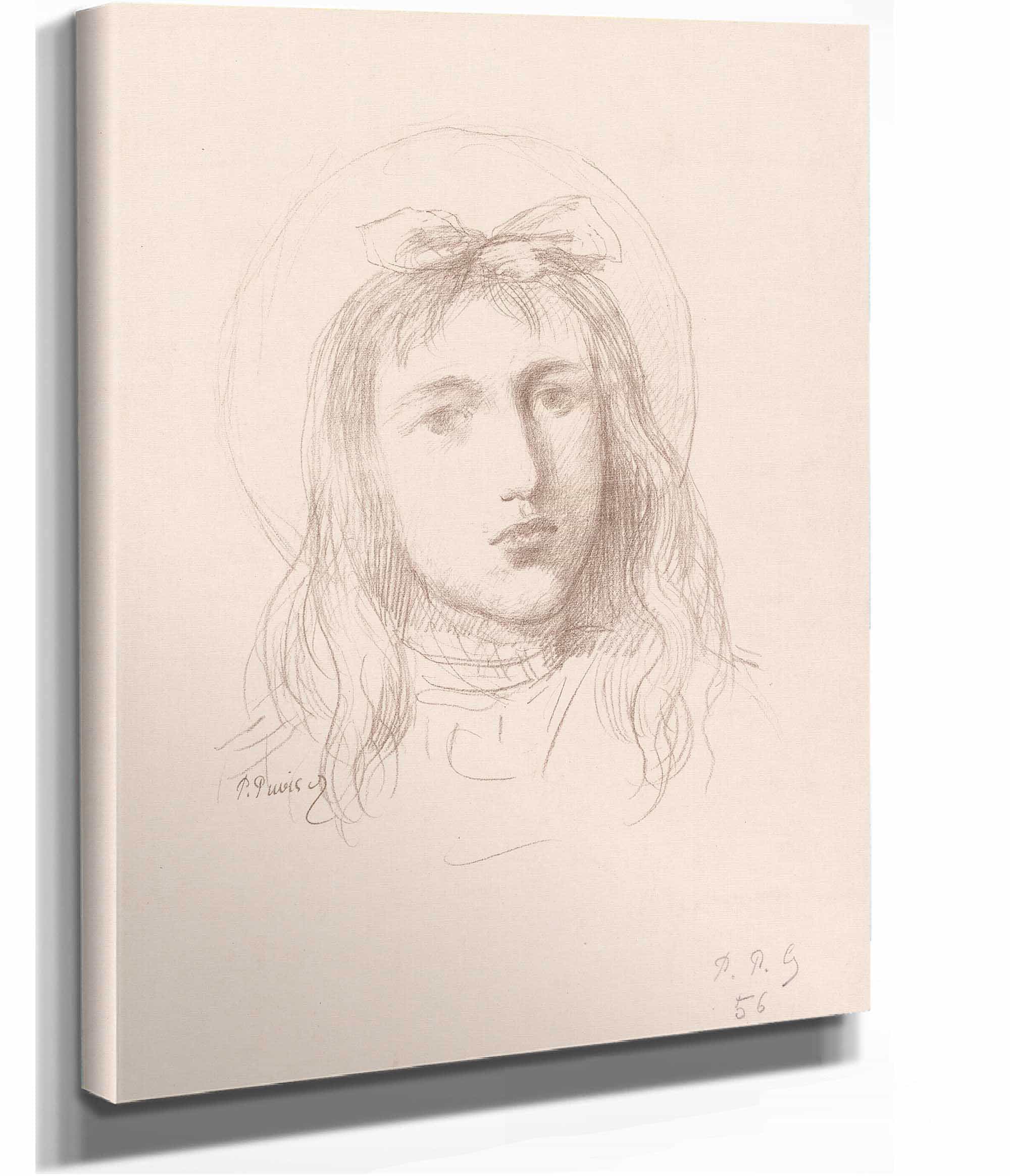 Tete De Jeune Fille  by Pierre Puvis De Chavannes