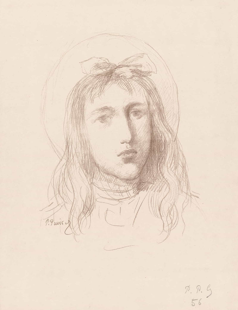 Tete De Jeune Fille  by Pierre Puvis De Chavannes