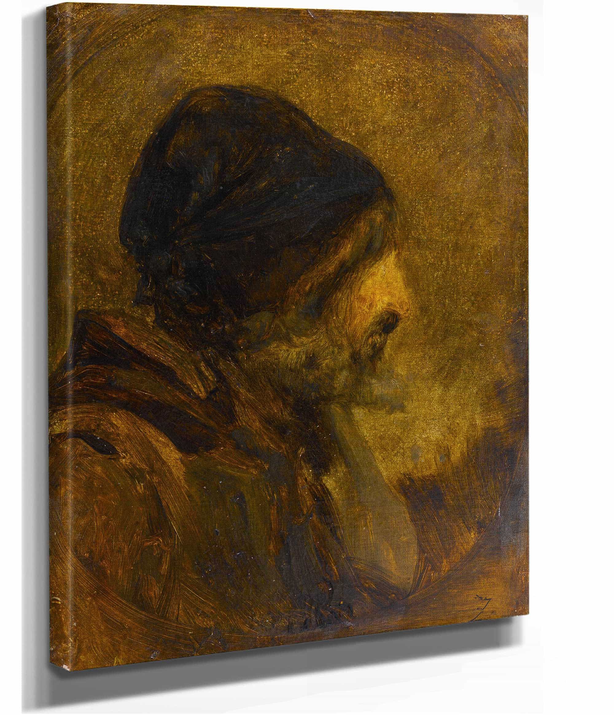 Tete Dhomme Dapres Rembrandt by Felix Ziem