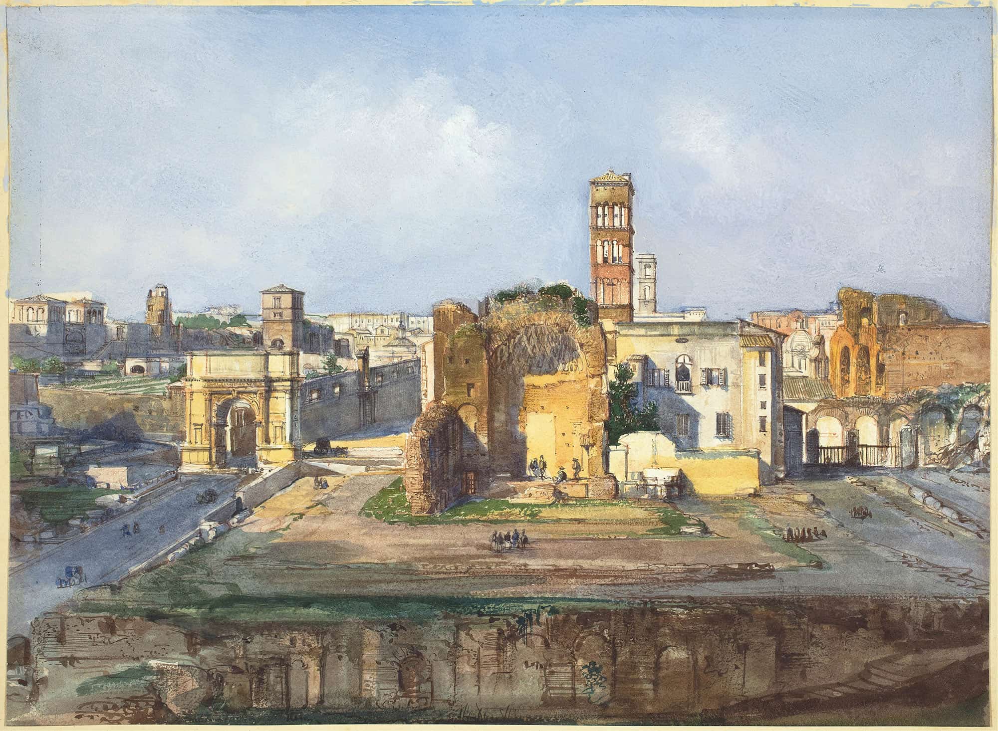 The Arch Of Titus And The Temple Of Venus And Rome Near The Roman Forum by Ippolito Caffi