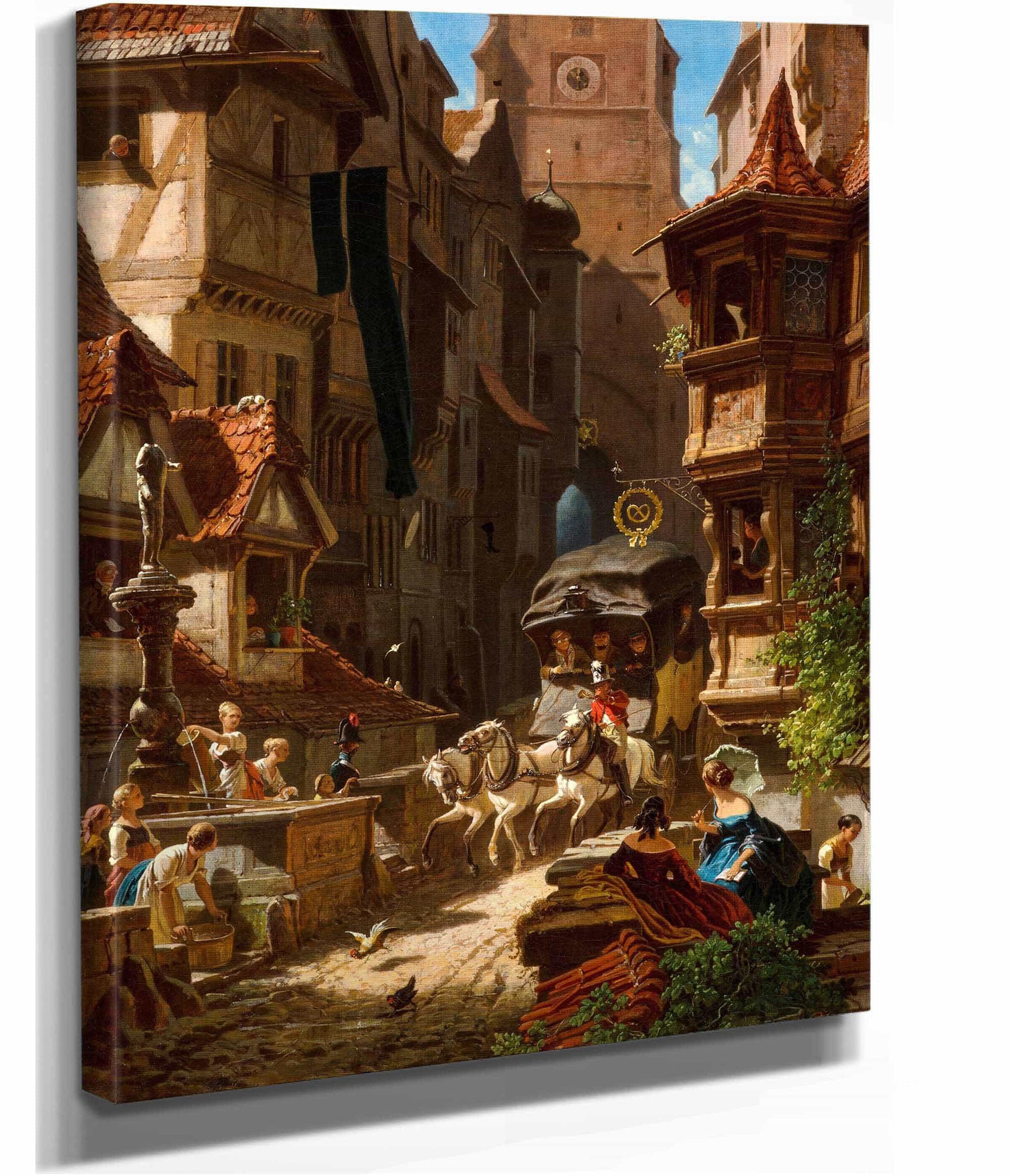 The Arrival Of The Stagecoach by Carl Spitzweg