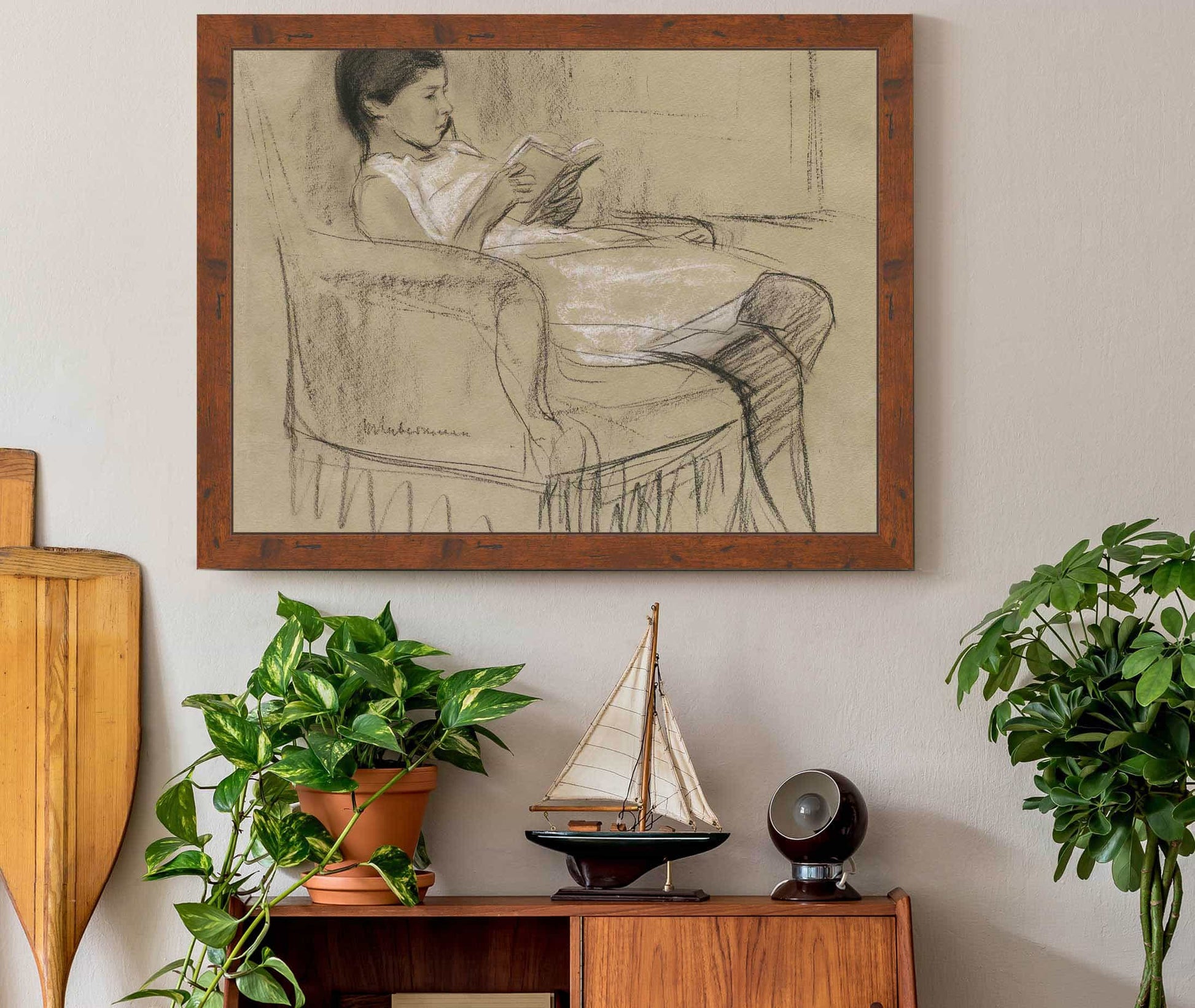The Artists Daughter Kathe Reading In A Chair by Max Liebermann