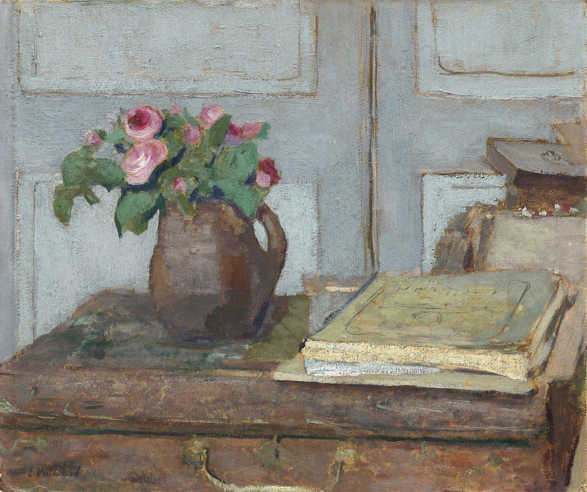 The Artists Paint Box And Moss Roses by Edouard Vuillard