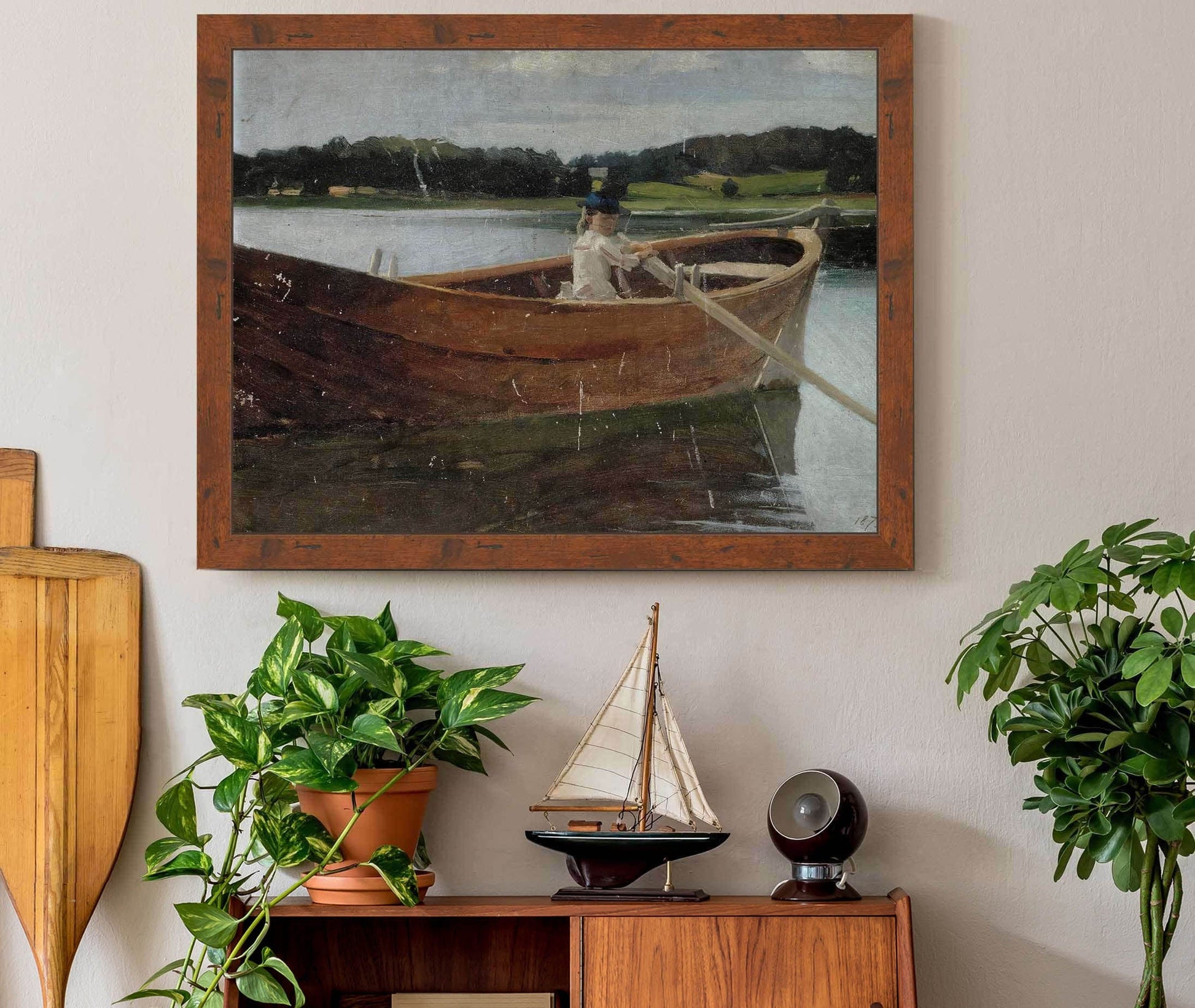 The Artists Sister Berta In A Rowing Boat Study by Albert Edelfelt