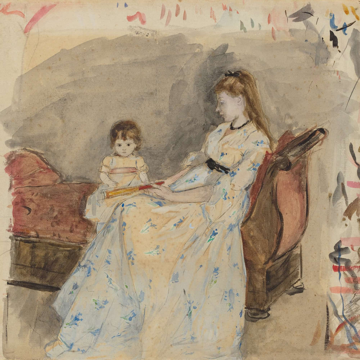 The Artists Sisteredma With Her Daughter Jeanne by Berthe Morisot