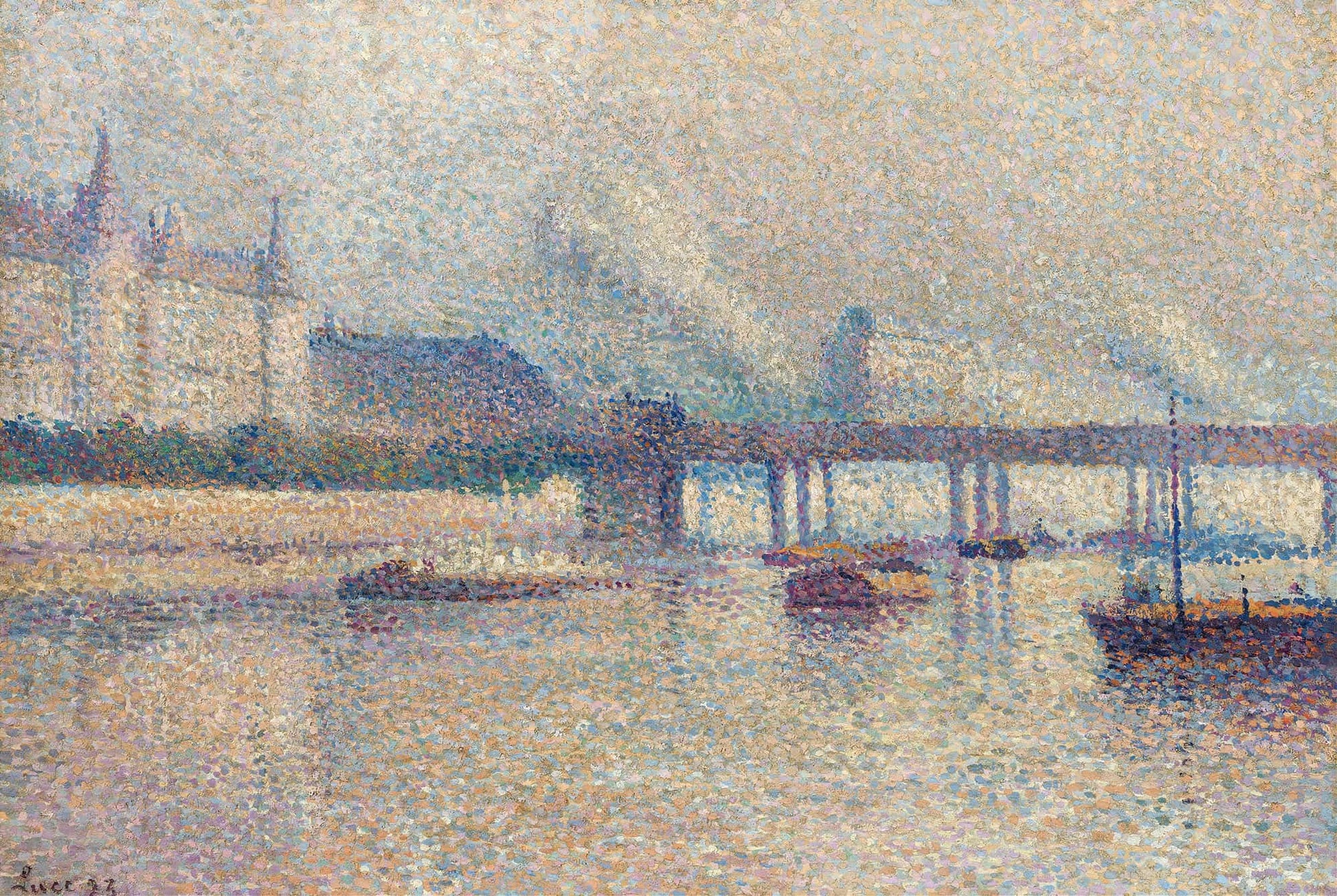 The Banks Of The Seine River In Paris by Maximilien Luce