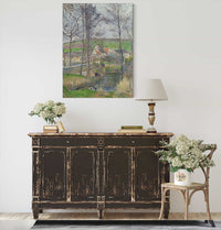 The Banks Of The Viosne At Osny In Grey Weather Winter by Camille Pissarro