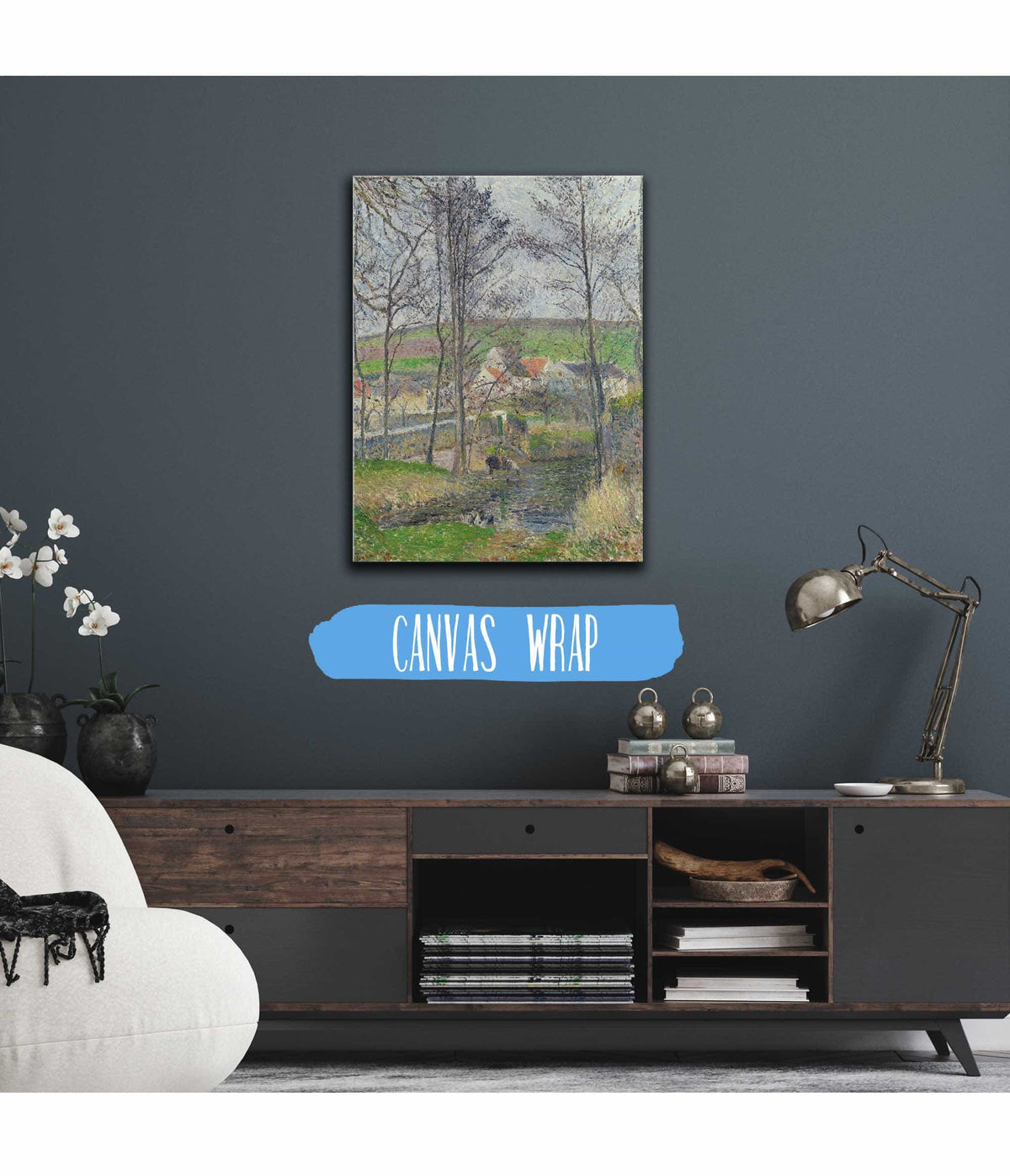 The Banks Of The Viosne At Osny In Grey Weather Winter by Camille Pissarro