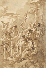 The Baptism Of Christ With A Woman Holding A Child Among The Spectators At The Right   by Giovanni Domenico Tiepolo