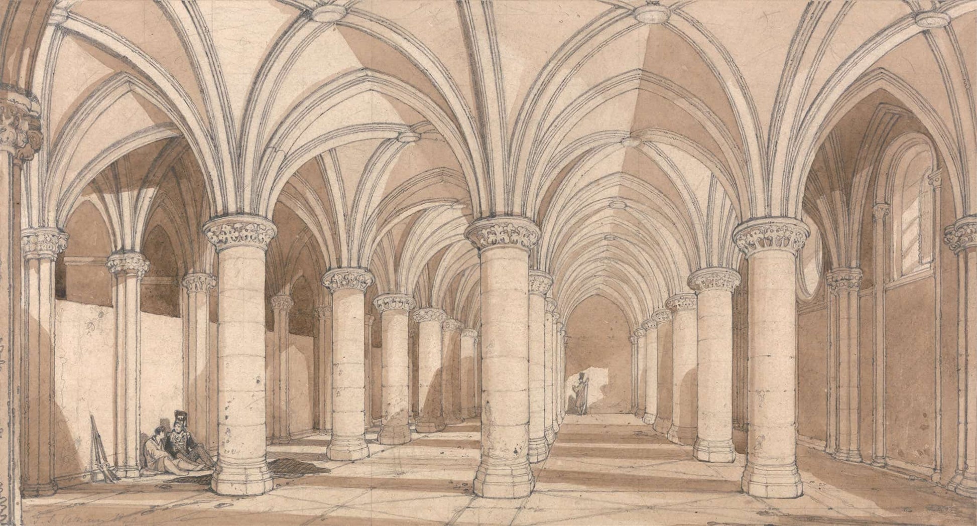 The Barons Hall Mont Saint Michel by John Sell Cotman