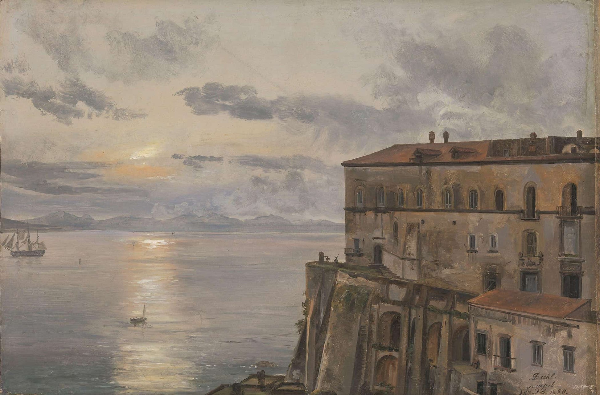 The Barracks At Pizzofalcone Naples by Johan Christian Dahl