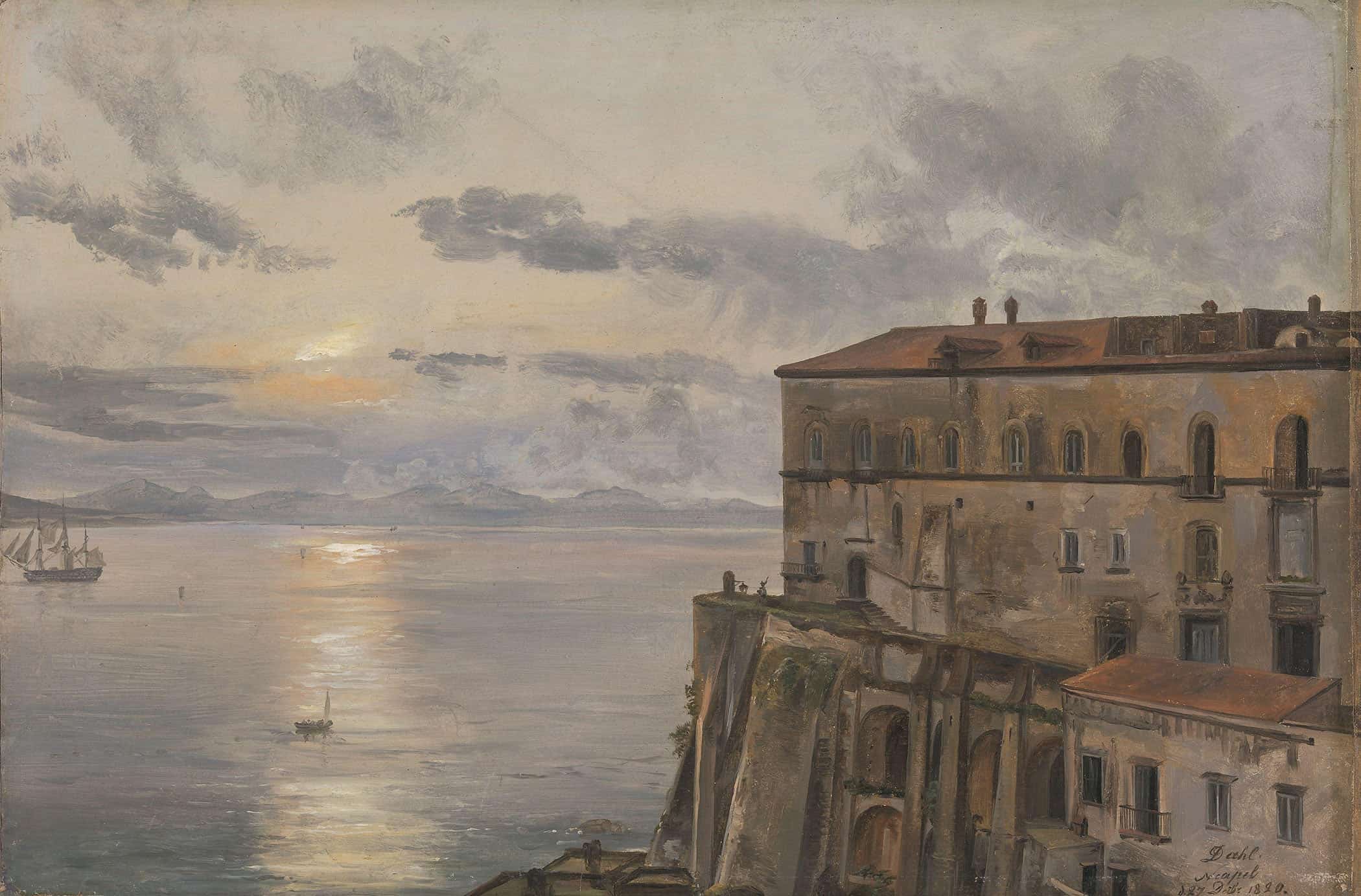 The Barracks At Pizzofalcone Naples by Johan Christian Dahl