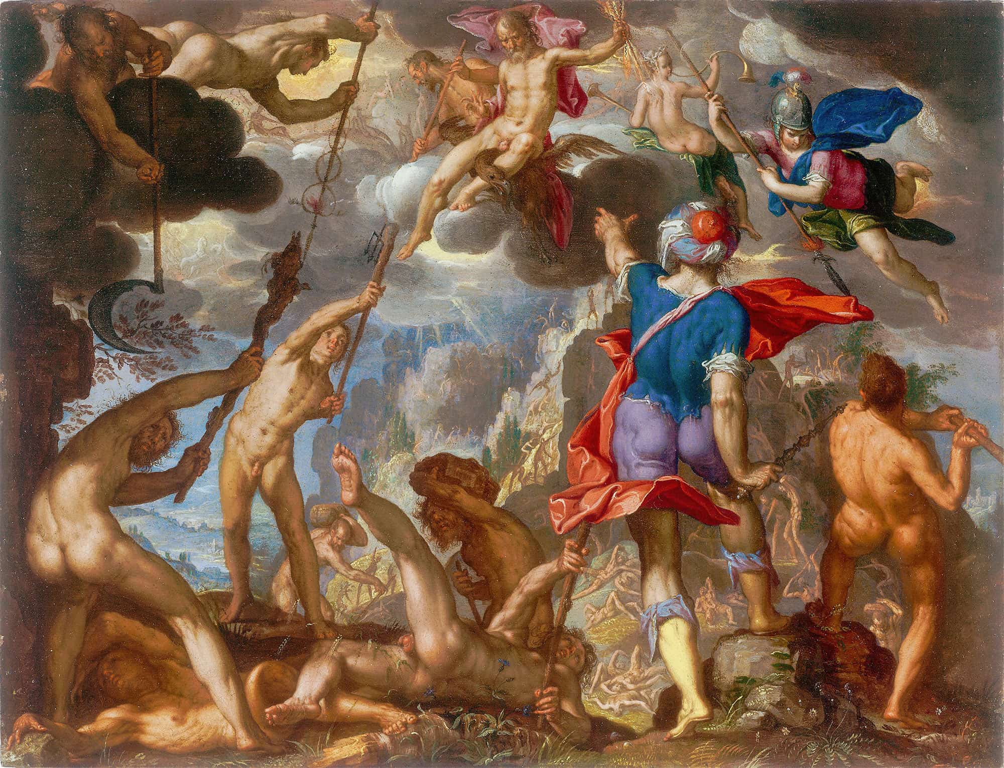 The Battle Between The Gods And The Giants by Joachim Wtewael