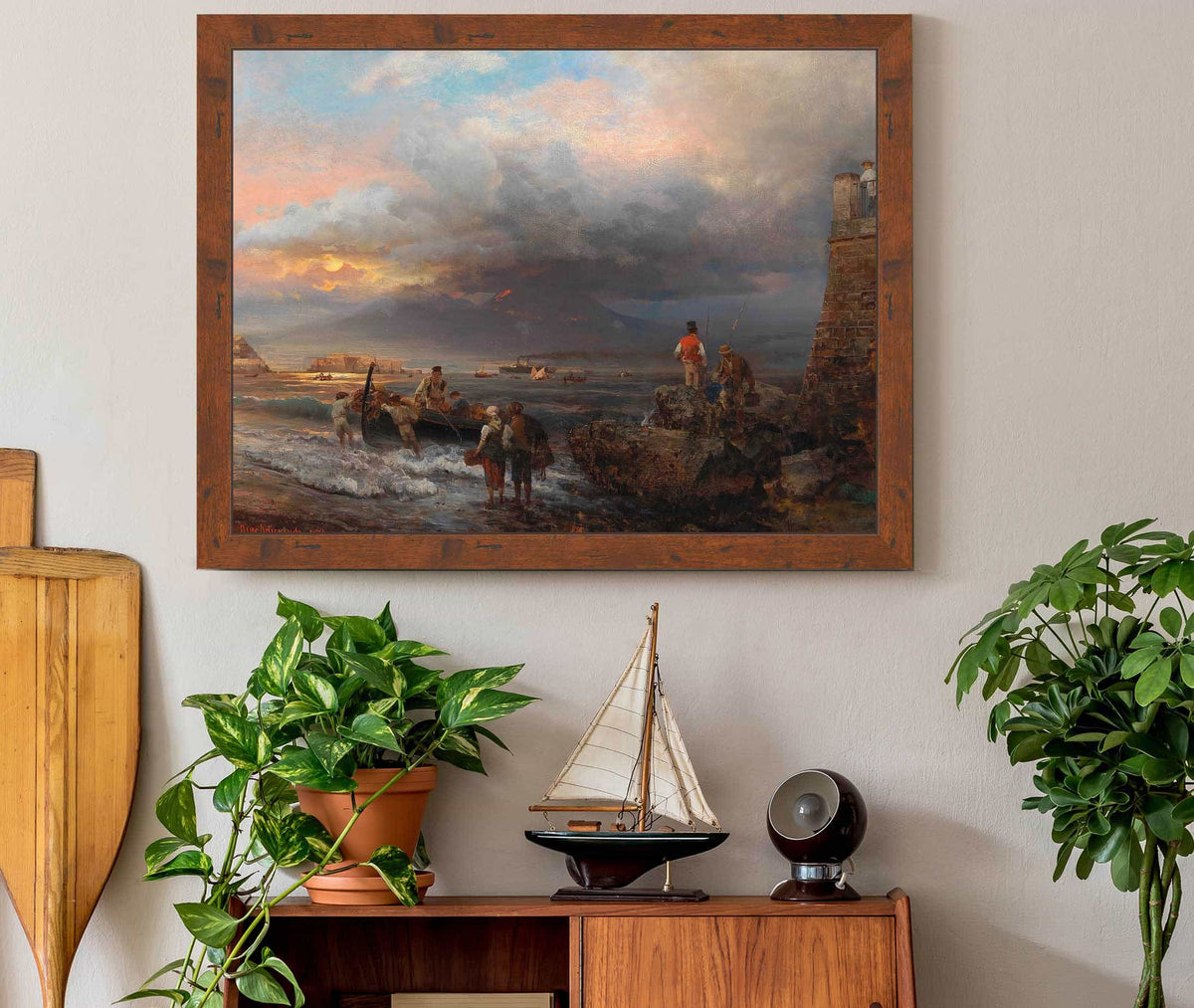 The Bay Of Naples With Vesuvius In The Background by Oswald Achenbach