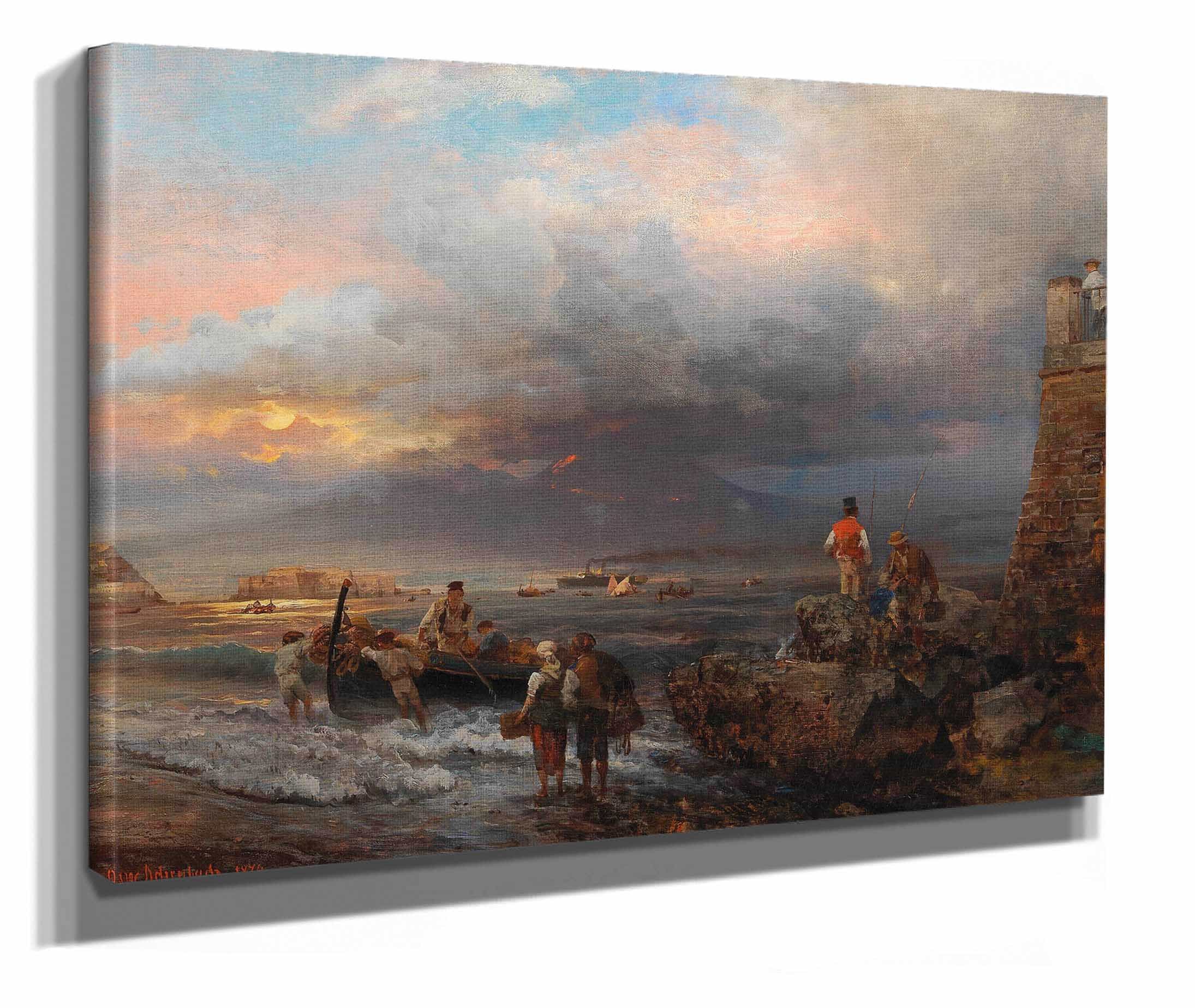 The Bay Of Naples With Vesuvius In The Background by Oswald Achenbach