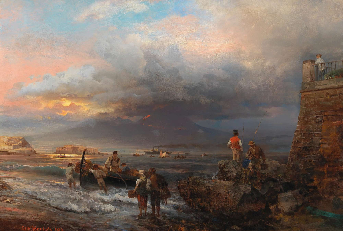 The Bay Of Naples With Vesuvius In The Background by Oswald Achenbach