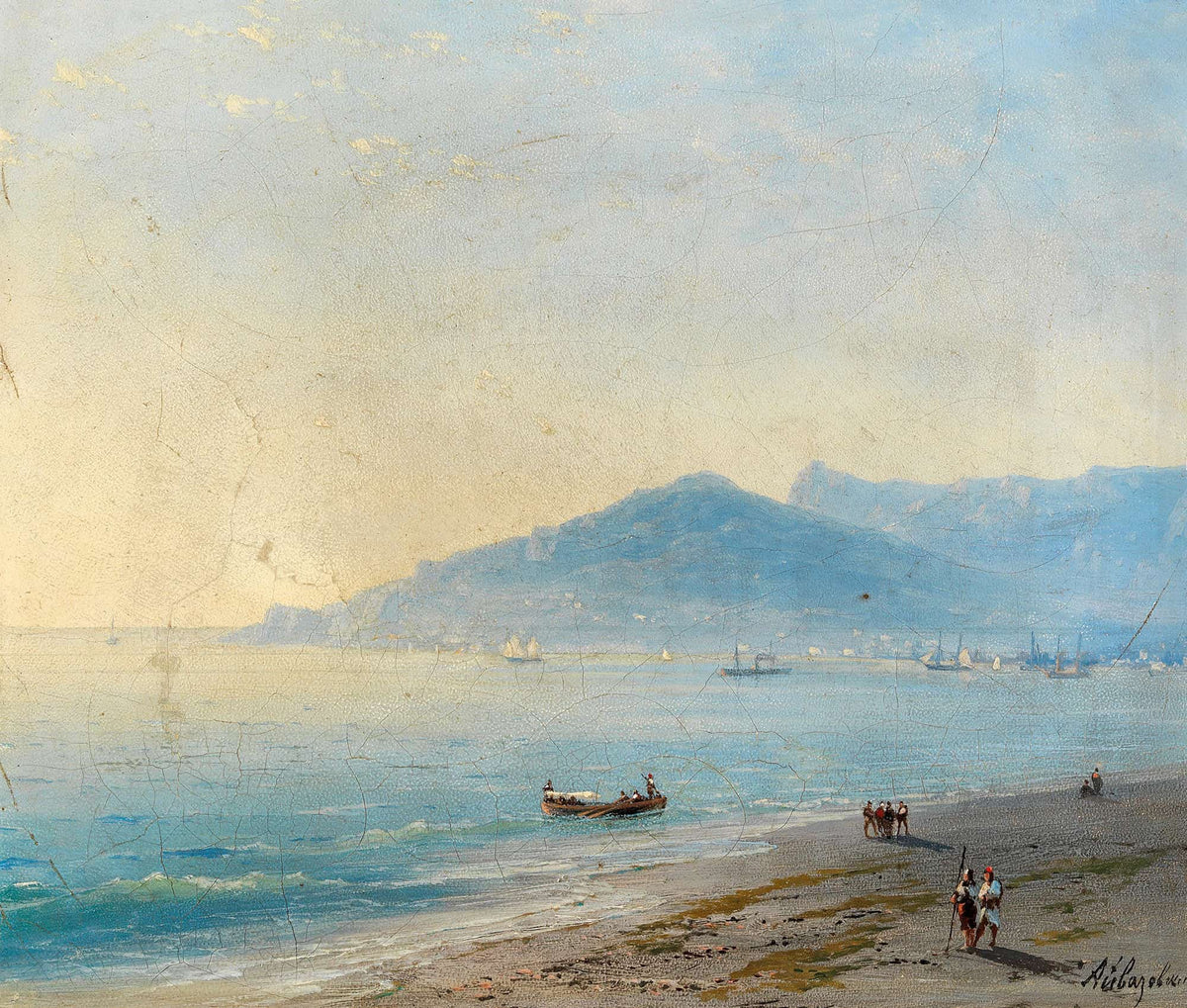 The Bay Of Yalta With The Magobi And Ai Petri Mountains by Ivan Konstantinovich Aivazovsky